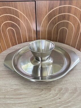 VTG Kalmar Denmark Stainless Steel Dip Serving Platter with Center Bowl